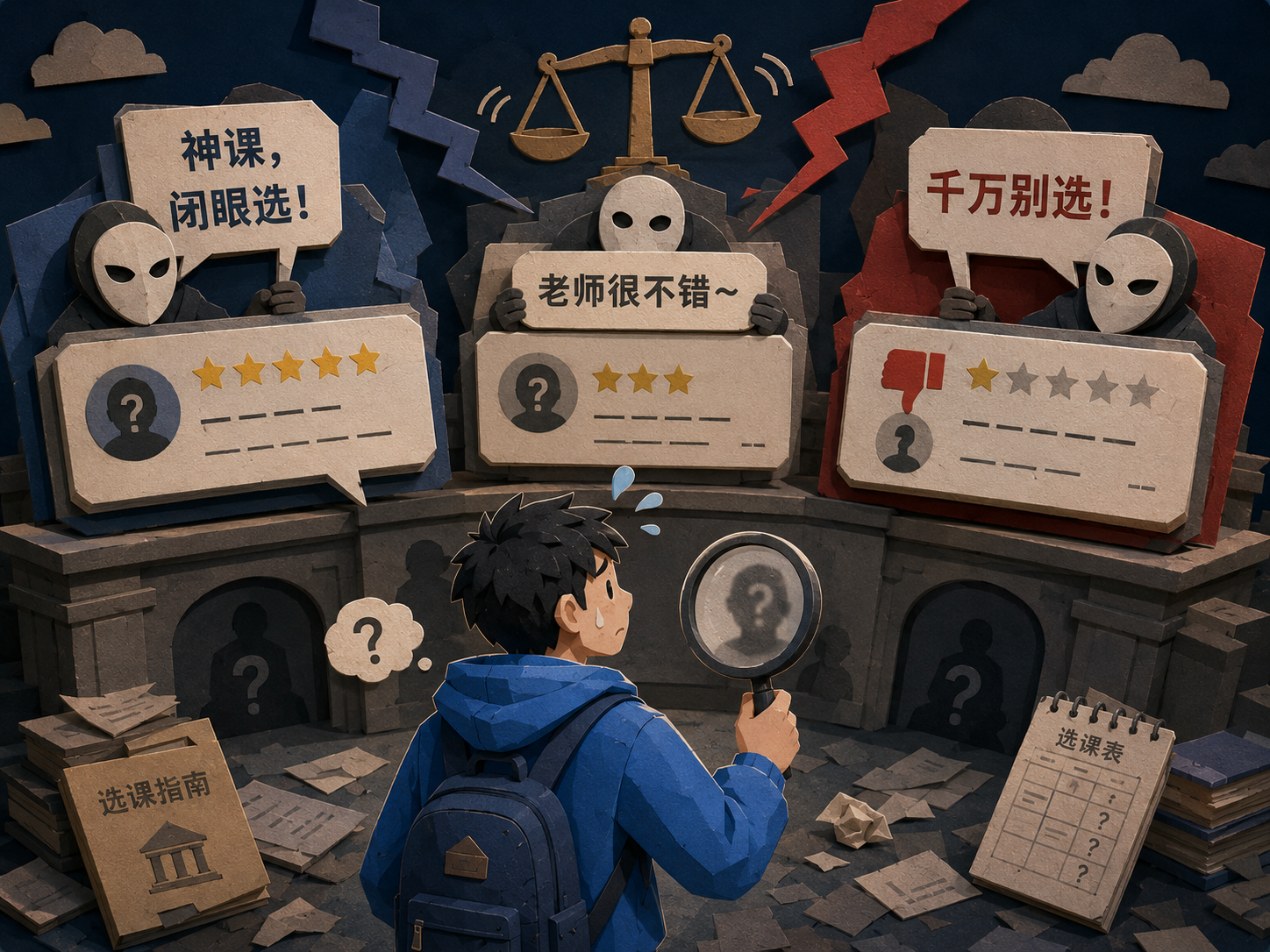学生比较互相矛盾的匿名课程评价